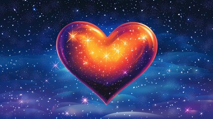 Celestial Heart Glowing Stars Night Sky Romantic Love