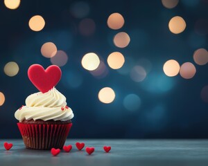 A symbolic glowing Love Cupcake indicating in valentine's day concept