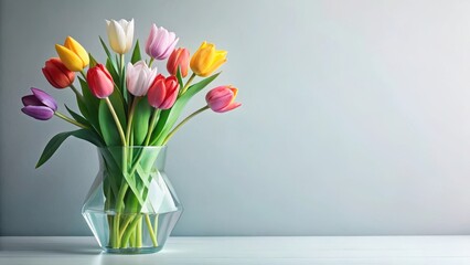 Delicate origami paper cut tulip flowers arranged in a vase , tulip, decorative