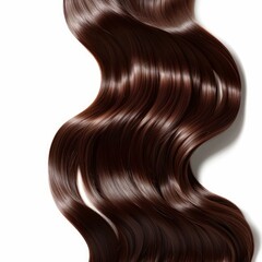 Fototapeta premium Long brunette hair flowing and forming a wave over a white background