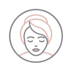 Minimalist woman’s face illustration in gray outline