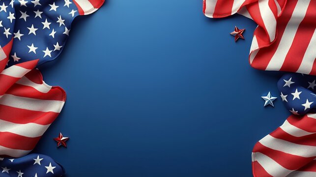 Festive background with stars and stripes in red, white, and blue colors for celebration