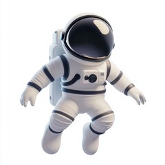 3D icon cartoon astronaut in a space suit floating isolated on a white background 