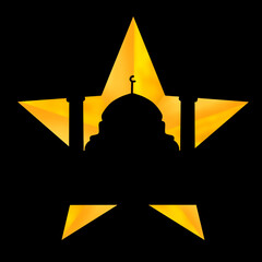 Ramadan background, star frame, mosque silhouette illustration vector 