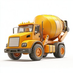 Naklejka premium 3D icon cartoon cement mixer truck with a spinning drum, isolated on a white background 