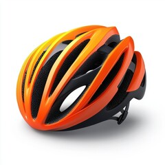 3D icon cartoon cycling helmet with aerodynamic shape isolated on a white background 