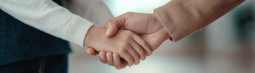 Close up of family hands joined together, symbolizing unity and love