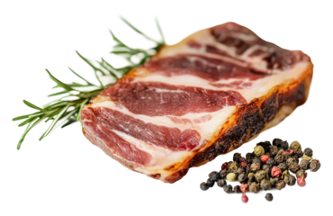 PNG Fresh cut meat with herbs and spices on display