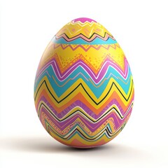 3D icon cartoon Easter egg with colorful patterns isolated on a white background