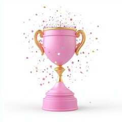 3D icon cartoon fantasy-themed magic trophy with floating sparkles isolated on a white background 