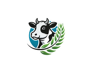 Cow logo vector. Animal farm. Cow icon. Dairy product symbol vector illustration.
