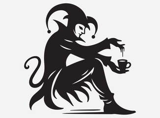 The Trickster Silhouette in the Dark with a Mysterious and Playful Shadow Background