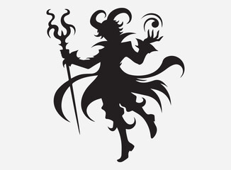 The Trickster Silhouette in the Dark with a Mysterious and Playful Shadow Background