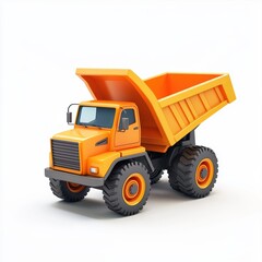 Fototapeta premium 3D icon cartoon dump truck with a tilted bed, isolated on a white background