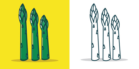 a Simple Asparagus Cartoon Illustration for Design Element
