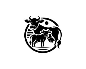 Cow logo vector. Animal farm. Cow icon. Dairy product symbol vector illustration.
