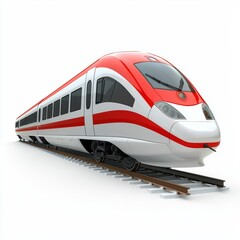 Naklejka premium 3D icon cartoon high-speed train with sleek lines, isolated on a white background --quality 2