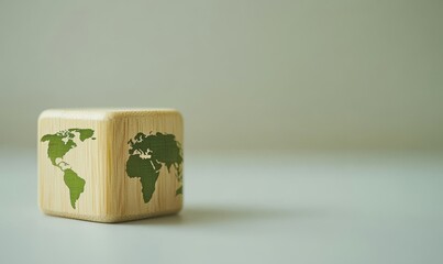Sustainable Earth Conservation Concept with Wooden Block, Green Icon, Net Zero, and Carbon Neutral Goals, Generative AI