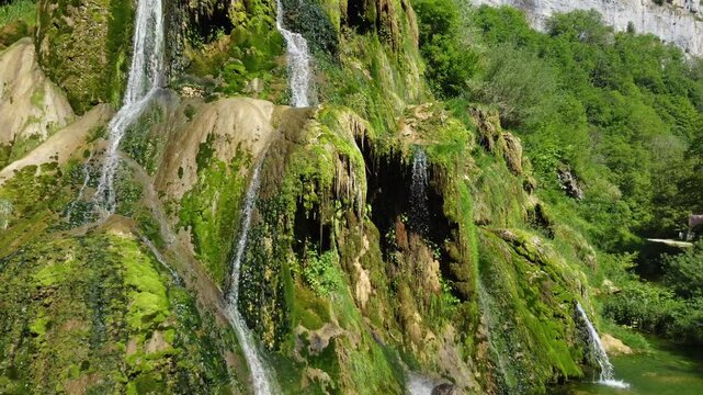 The Cuisance River near the Tufs waterfall, Les Planches-pr&eacute;-Arbois. Arboise. Jura. Burgundy-Franche