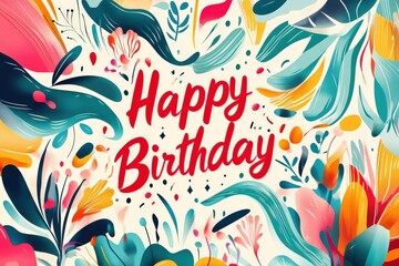 Happy birthday colorful floral background celebrating special day