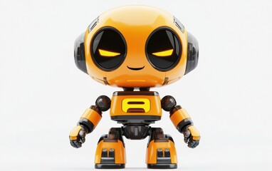 3D icon cartoon robot isolated on a white background