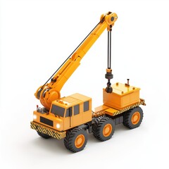 Fototapeta premium 3D icon cartoon mobile crane with a telescopic boom, isolated on a white background --quality 2