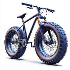 Naklejka premium 3D icon cartoon mountain bike with thick tires isolated on a white background --quality 2