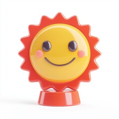 Obraz premium 3D icon cartoon participation award ribbon with a happy face isolated on a white background --quality 2
