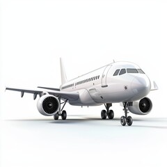 Obraz premium 3D icon cartoon passenger airplane with detailed engines, isolated on a white background --quality 2