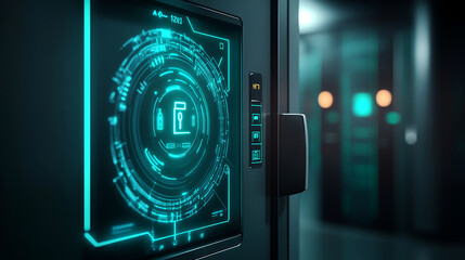 Fototapeta premium Futuristic security system with glowing interface