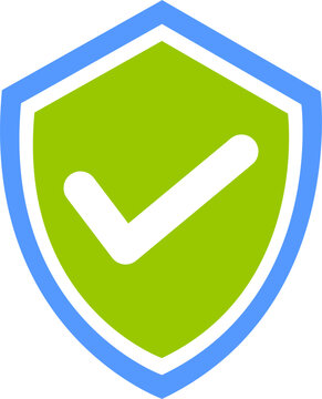 Sheild check mark logo icon on a white background.