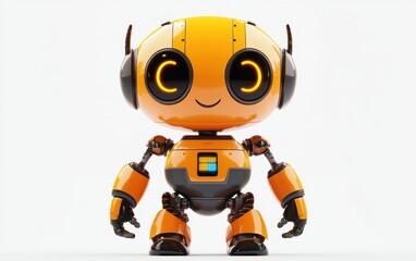 3D icon cartoon robot isolated on a white background