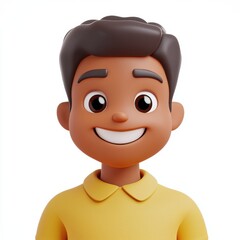 Obraz premium 3D icon cartoon user avatar with a smiling face isolated on a white background --quality 2