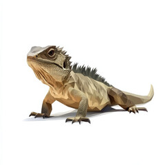 Fototapeta premium Low-poly lizard, side profile, alert stance.