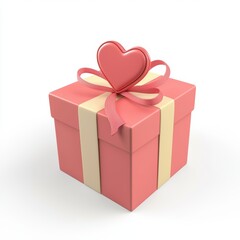 Obraz premium 3D icon cartoon small gift box with a heart-shaped tag, isolated on a white background --quality 2