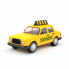 Obraz premium 3D icon cartoon yellow taxi cab with a roof sign isolated on a white background --quality 2