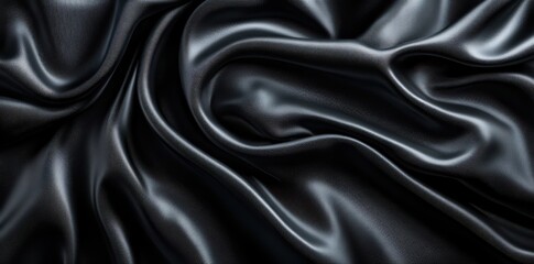 Fototapeta premium A small dark black pattern on silk fabric creating a textured background with a unique combination of lines colors and shadows perfect for a copy space