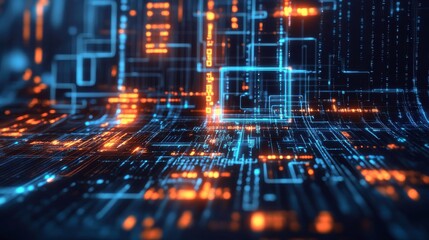 Futuristic Digital World with Glowing Neon Effects