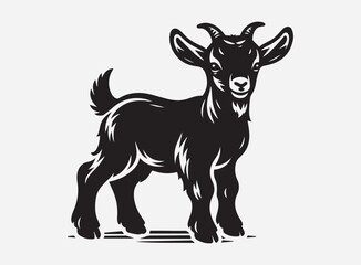 Adorable Baby Goat on Grass Background with Beautiful Green Landscape