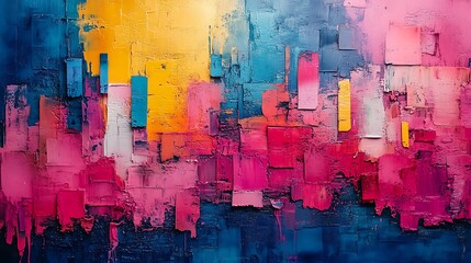 Obraz premium Abstract Impasto Painting Colorful Texture Blocks