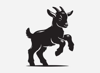 Adorable Baby Goat on Grass Background with Beautiful Green Landscape