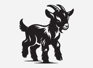 Adorable Baby Goat on Grass Background with Beautiful Green Landscape