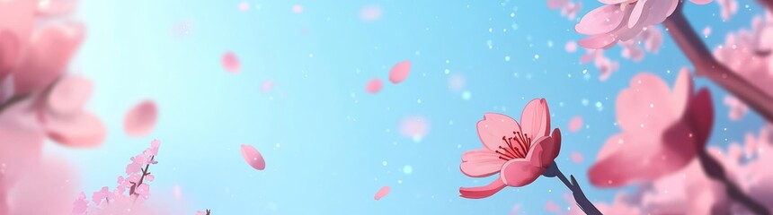 Beautiful spring background with blooming cherry blossoms creating a serene atmosphere for floral decor