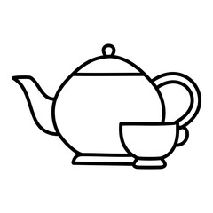 Teapot and Teacup Line Art Illustration