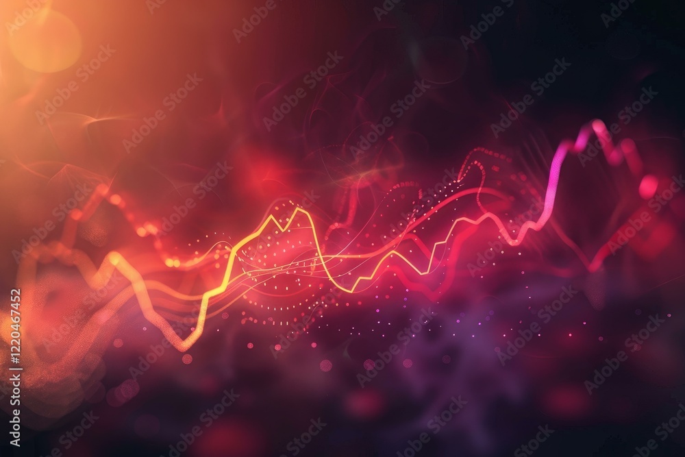 Aufkleber abstract glowing lines and particles moving across a dark background, representing data flow, networ