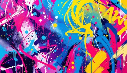 Vibrant Abstract Art Colorful Splashes Dynamic Brushstrokes Bold Design