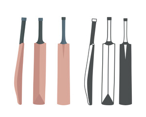Cricket Bat Clip Art Illustration Vector Design With White Background, Equipment Cricket Bat With Premium Vector. Bat Illustration Realistic.