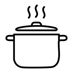 Boiling Pot Icon Line Art Simple Cooking Design