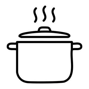 recommend clip art: Boiling Pot Icon Line Art Simple Cooking Design