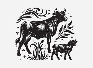 Calf Silhouette Vector for Creative Design Projects - High Quality